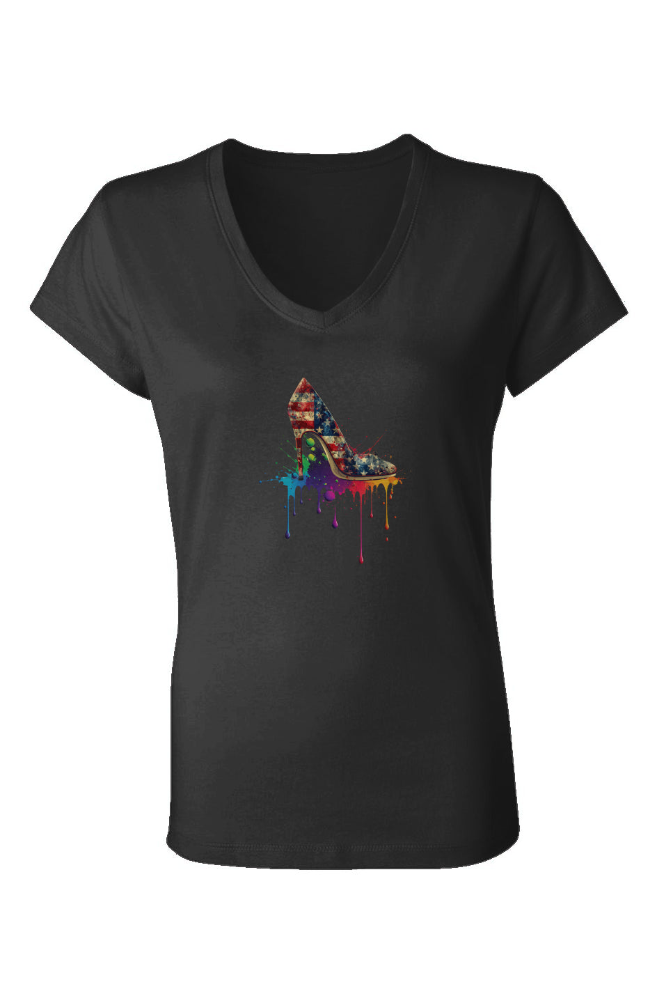 Ladies Jersey V-Neck T-Shirt splash of color with the high heels