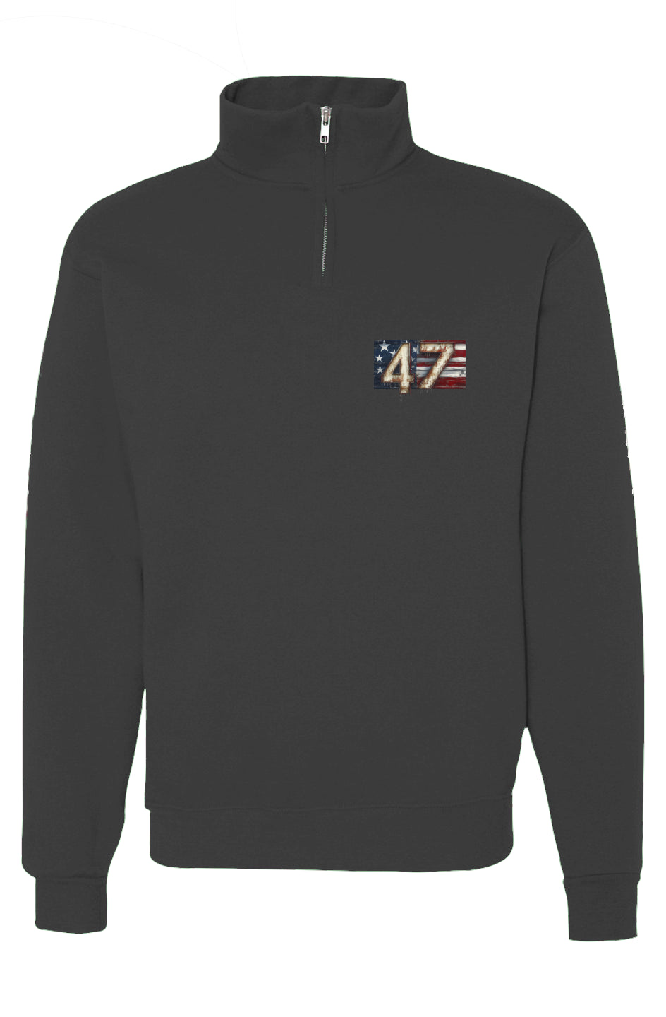 Cadet Collar Quarter-Zip Sweatshirt 47 with flag