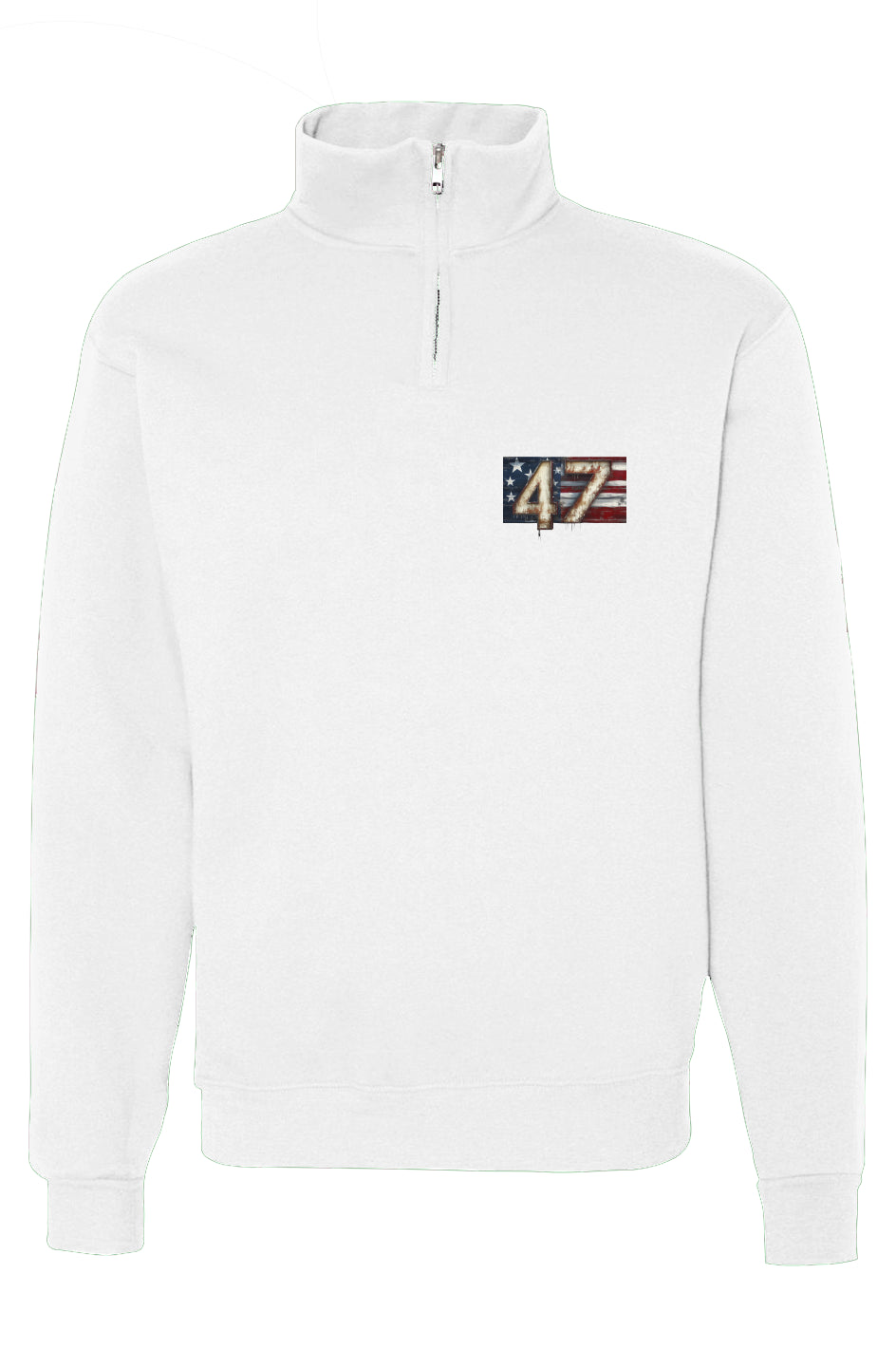 Cadet Collar Quarter-Zip Sweatshirt 47 with flag