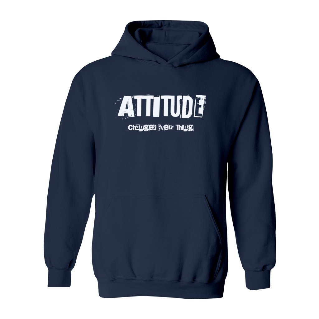 Gildan 1800 Hoodie "Attitude Changes Everything" Hooded Sweatshirt is your ultimate choice for comfort and warmth. Made from a durable blend of 50% pre-shrunk cotton and 50% polyester, it's cozy and versatile, featuring a spacious pouch pocket and matching drawstrings.