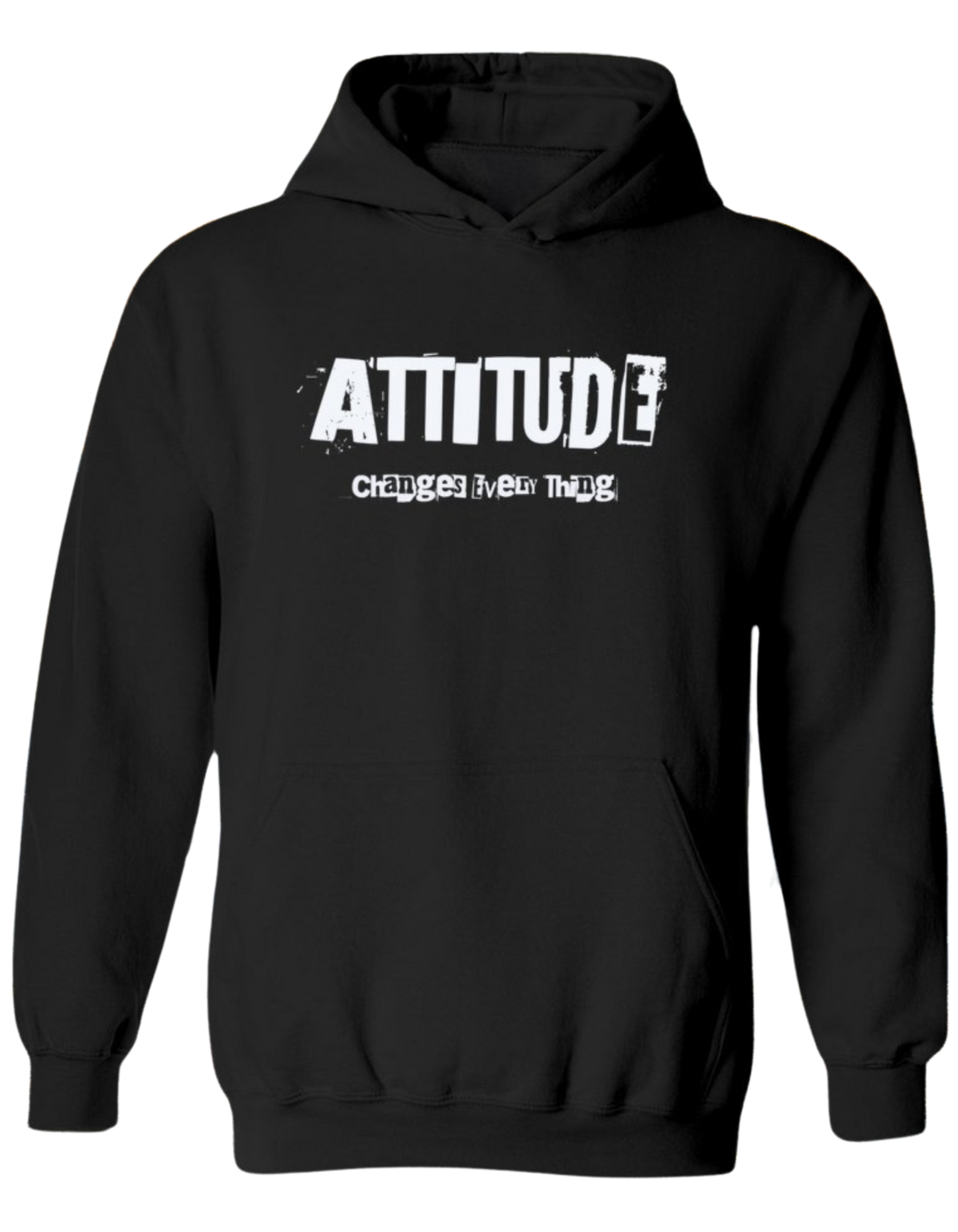 Gildan 1800 Hoodie "Attitude Changes Everything" Hooded Sweatshirt is your ultimate choice for comfort and warmth. Made from a durable blend of 50% pre-shrunk cotton and 50% polyester, it's cozy and versatile, featuring a spacious pouch pocket and matching drawstrings.