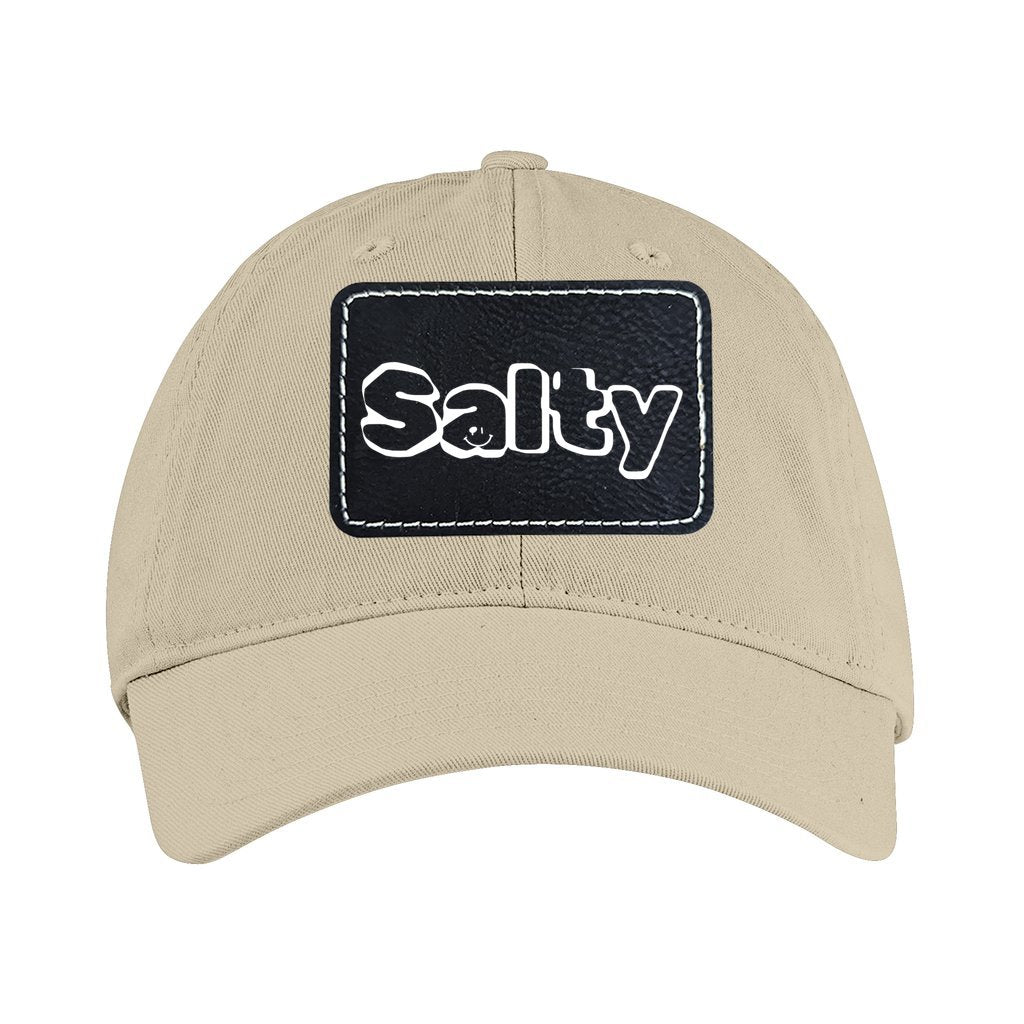 Cap Organic Cotton Baseball Hat with Rectangle Leather Patch: Salty