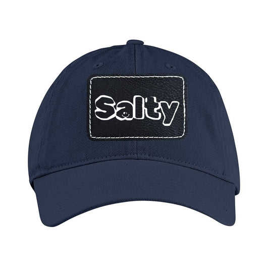 Cap Organic Cotton Baseball Hat with Rectangle Leather Patch: Salty