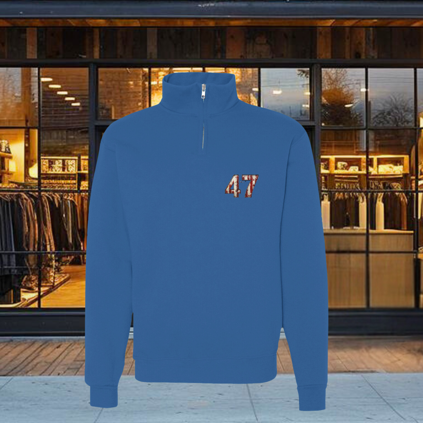 Cadet Collar Quarter-Zip Sweatshirt Number 47 USA